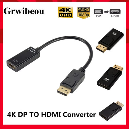4K Displayport to Hdmi-Compatible Adapter Converter Display Port Male DP to Female HD TV Cable Adapter Video Audio for PC TV