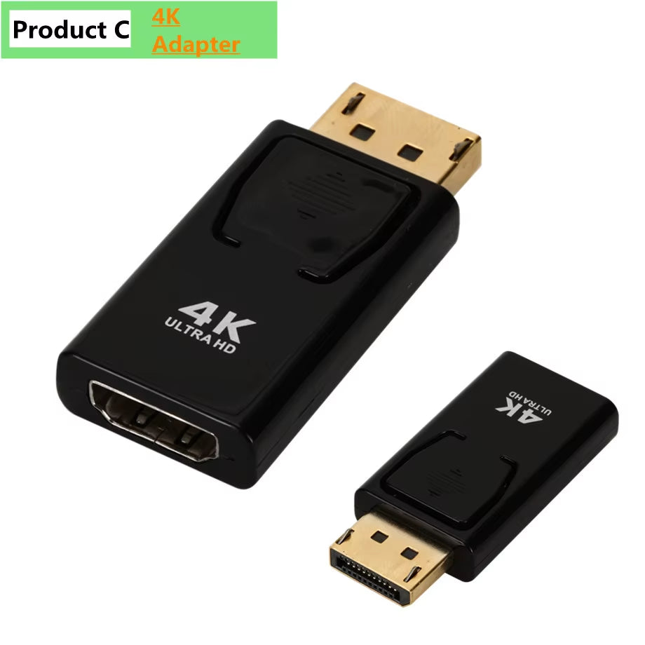 4K Displayport to Hdmi-Compatible Adapter Converter Display Port Male DP to Female HD TV Cable Adapter Video Audio for PC TV