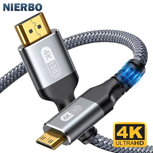 Mini HDMI to HDMI Cable HD 4K 60Hz High-Speed Braided Hdmi-Compatible Cable Bi-Directional 2.0Cord for HDTV Tablet Camera