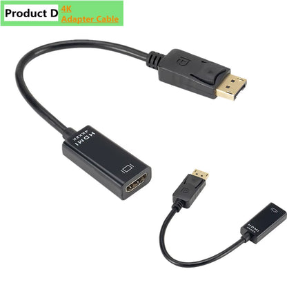4K Displayport to Hdmi-Compatible Adapter Converter Display Port Male DP to Female HD TV Cable Adapter Video Audio for PC TV